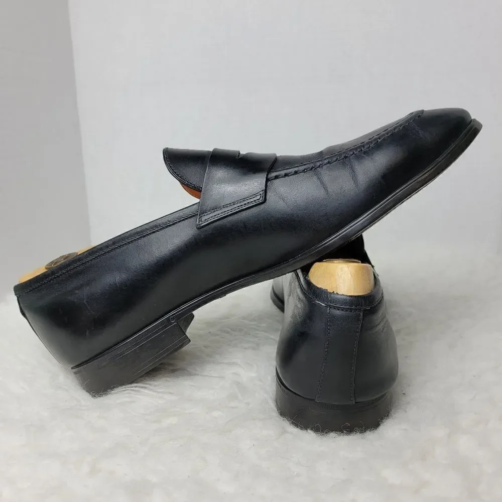 Santoni  Gavin Shoes Mens Size 9 Black Penny Loafer Slip On Italy Made Upper